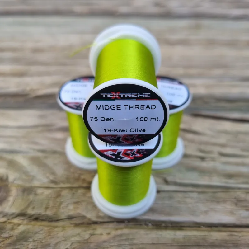 TEXTREME Midge Tying Thread 75dn in 19-Kiwi Olive-1